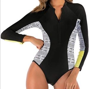 Modest one piece swim suit long sleeve bathing suit